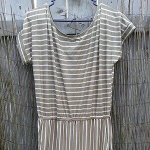 Tan & White Short Sleeve Jumpsuit - No Brand Tag - Size 3XL